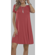 Womens Casual Simple T-Shirt Loose Dress 60% Pima Cotton 40% Modal Dusty Rose XL - $11.83