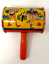 Vintage  Tin Noise Maker Dancers &amp; Jester Playing Guitar US Metal Toy Mfg Co - £6.68 GBP