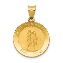 14k Polished and Satin St John Baptist Medal Hollow Pendant XR1336 - £241.91 GBP