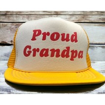 Proud Grandpa Trucker Hat Snapback Yellow Vintage  Baseball Cap Russ Mes... - £10.18 GBP