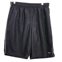 Nike Swim Trunks Lined Black Print Elastic Waist Men&#39;s Size Large 9&quot; - £15.38 GBP