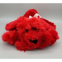 Toy Works Plush Red Puppy Dog Stuffed Animal Toy w/ White Bow 8&quot; Long - £5.41 GBP