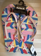 Hurley Women’s Pink Geometric Flip Flop Sandals Size: 9 Nwt - £11.98 GBP