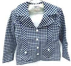 VTG 1970s Liliputian Bazaar Gingham Coat Blue White NWOT Best &amp; Co Girls... - $94.05