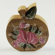 Wooden Apple Hand Painted Flowers Home Decor image 2