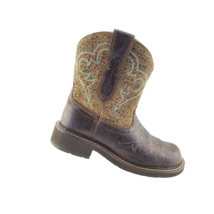Ariat Fatbaby Heritage Harmony Crackled Bay brown leopard boots 10015363 sz 7B - £41.18 GBP