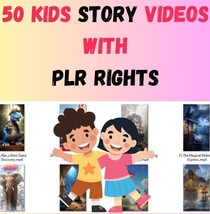 50 Kids Story Short Videos with PLR Rights - sell as your own and make money - £15.05 GBP