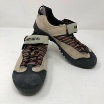 Shimano SPD Mens Strap Lace Up Brown Black Cycling Shoes Sz 7 Leather Bicycle - £22.00 GBP