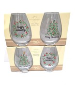 Christmas Ridgefield Home Red Rhinestone Stemless Wine Glass Set of 4 - £49.84 GBP