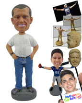 Personalized Bobblehead Passionate Man With T-Shirt And Jeans Wearing Ca... - £68.10 GBP