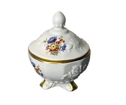 House of Fuller Porcelain Sugar Bowl Trinket Dish Candy Holder White Flower Vtg - £7.79 GBP