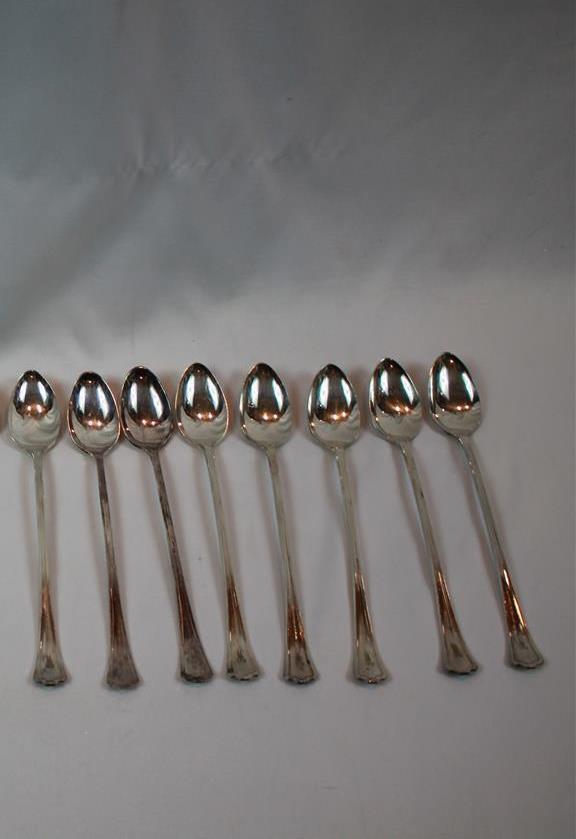 8 Dessert Spoons R.O. CO A1 Silverplated Monogrammed "W" International Silver Co - $23.74