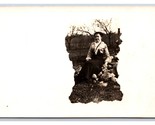 RPPC Photo Mask Portrait Woman Sitting In Field UNP Postcard Y9 - $4.90