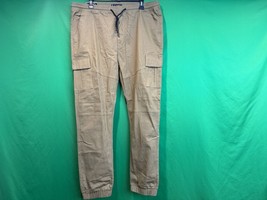 New Iqoniq Jeans Khaki Cargo Pant Men&#39;s Xl Drawstring Lightweight Jogger Nwt - £24.62 GBP