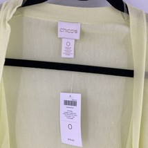 Chicos Cardigan Sweater  Lime Green 3/4 Sleeve Open Front Size 0 ( Small) Rayon - £11.59 GBP