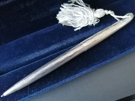 AURORA SILVER STERLING 925 ball pen with rectangular design engraved Ori... - $69.00