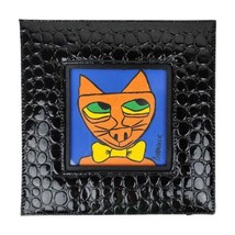 Orange Cat Painting Surrealist Fancy Morris Kitty Bow Tie Kitten Yellow Blue 4&quot; - £13.51 GBP
