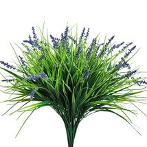 12 Bundles Artificial Plants Outdoor Flowers Fake Grass No Fade Faux Plastic Shr - £30.28 GBP