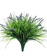 12 Bundles Artificial Plants Outdoor Flowers Fake Grass No Fade Faux Pla... - £29.93 GBP