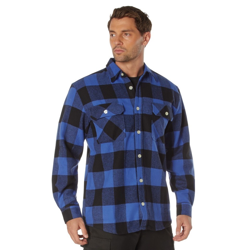 Rothco Buffalo Blue Plaid Extra Heavyweight Long Sleeve Flannel Shirt XS To 5XL Item image 2