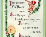 Happy New Year Poem Cherub Candle Pink of Perfection DB Postcard G3 - $3.91