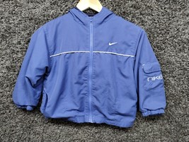 Nike Youth Jacket 5  6 Med Blue Full Zip Hooded Lightweight Lined Windbr... - £14.48 GBP