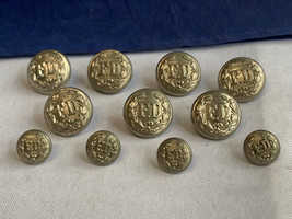 Vtg Fired Department Uniform Button Lot Scovill MFG Co Waterbury &quot;FD&quot; Si... - £23.64 GBP