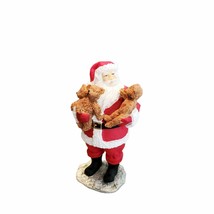 Vintage Santa Figurine Holding Teddy Bears Resin FREE SHIPPING 6&quot; Standing - £12.74 GBP
