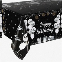 Party Perfect Black Silver Tablecloth Trio - Rectangle Table Covers for ... - $665.63 MXN