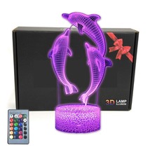 Tripro Dolphin Fish 3D Illusion Led Room Table Decor Lamp Sea Animals Night Ligh - £24.29 GBP