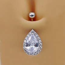 2.40Ct Pear Simulated Diamond  Body Belly Botton Women 14k White Gold Fi... - £36.67 GBP