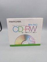 Memorex High Speed Blank CD RW 5 PACK 12x 700MB/Mo 80 Min. NEW/SEALED - $3.48
