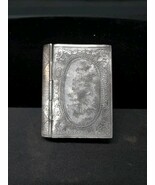19th Century Miniature Pewter White Metal Ornate Snuff Trinket Bible Box... - $46.53