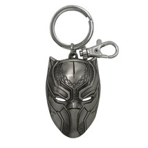Black Panther Mask Metal Keychain Silver - £11.76 GBP