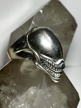 Faceless Skull ring poison biker band with teeth size 15 sterling silver men - £163.18 GBP