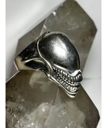 Faceless Skull ring poison biker band with teeth size 15 sterling silver... - £154.00 GBP