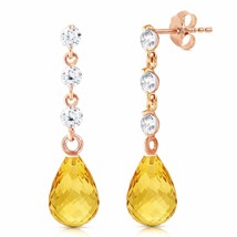 3.3 Carat 14K Solid Rose Gold Diamond &amp; Natural Citrine Class Elegant Earrings - £343.43 GBP