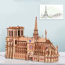 3D Wooden Puzzles Notre Dame Cathedral Sailing Boat Plane DIY Jigsaw Woodcraft K - £14.05 GBP+