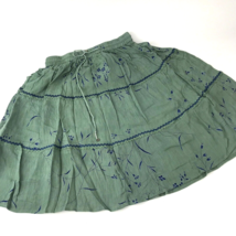 Vintage 90s Skirt Green Embroidered Sz M Sky Lark Collection Cottagecore... - £22.31 GBP