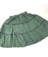 Vintage 90s Skirt Green Embroidered Sz M Sky Lark Collection Cottagecore... - £23.18 GBP