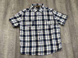 Brothers Sons Men&#39;s Large Blue Plaid Flannel Button Shirt - £19.57 GBP