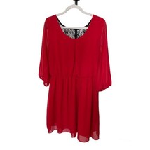 IZ Byer Red dress with black lace on back pleat on the front size XL Hol... - $10.70
