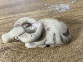 Vintage Antique Japanese Netsuke STONE Carved Ox Laying Down Animal Horns - £96.96 GBP