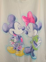 Vtg Tee 2X Mickey Unlimited Land &#39;N Sea Mickey Minnie Watercolor airbrush look  - £39.52 GBP