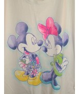 Vtg Tee 2X Mickey Unlimited Land &#39;N Sea Mickey Minnie Watercolor airbrus... - £37.16 GBP