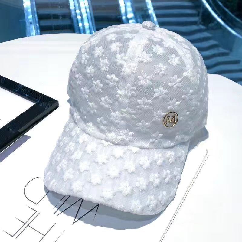 Diamond-Studded R Cap Women's Lace Floral Rhinestones M Cap Sun Shade Net Cap Ba