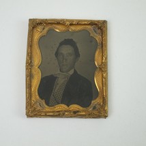 Tintype Photo Handsome Young Man Neckcloth Checked Vest 1850s Fashion Antique - £47.95 GBP