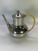 Vintage Royal Holland Pewter Coffee Pot Tea Pot Rattan Handle Mid Century - £6.12 GBP