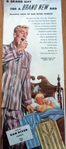 A Grand Gift For A New Dad Pajamas Made of Dan River Fabrics Print Ad Art 1950s - $5.99