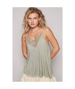 Adjustable Strap Lace Detail Camisole Casual Tank Top Sage Green Medium - $39.26 CAD